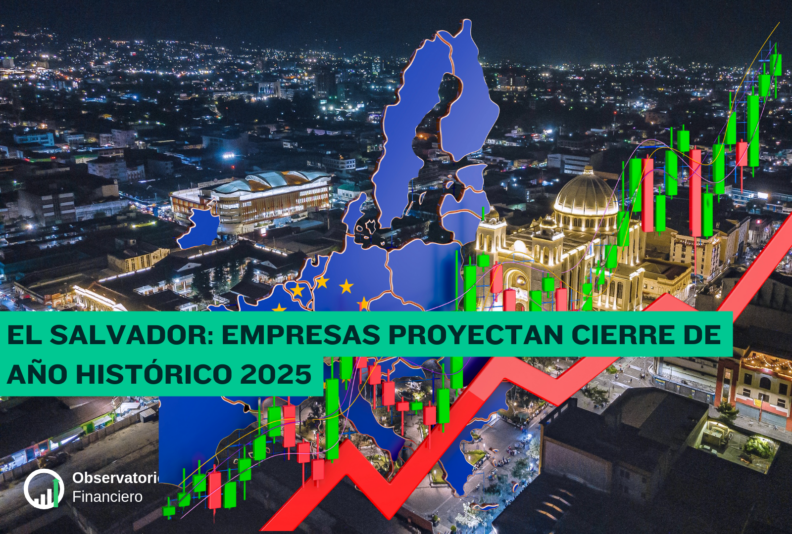 Centro de San Salvador de Fondo, encima un gráfico exponencial