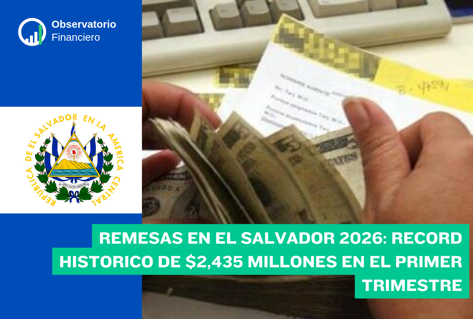 Remesas en El Salvador 2026: record historico de $2,435 millones en el primer trimestre