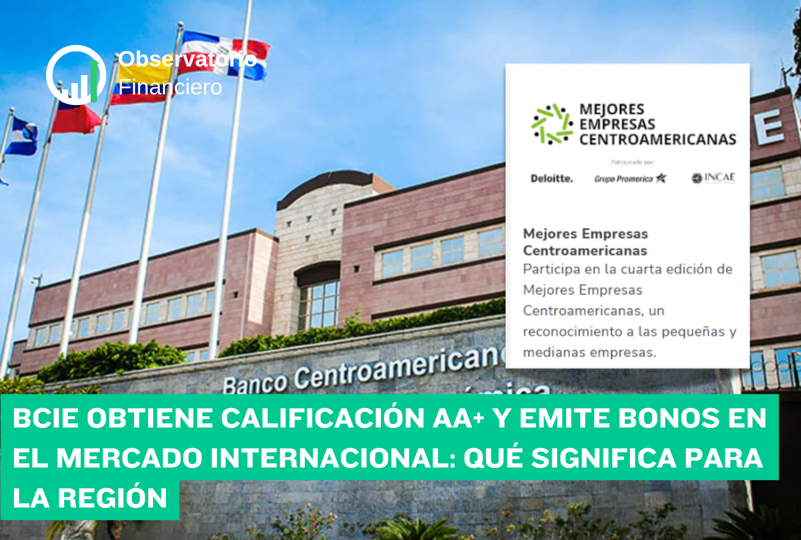 BCIE de fondo junto a anuncio de Banco Promerica y su galardon